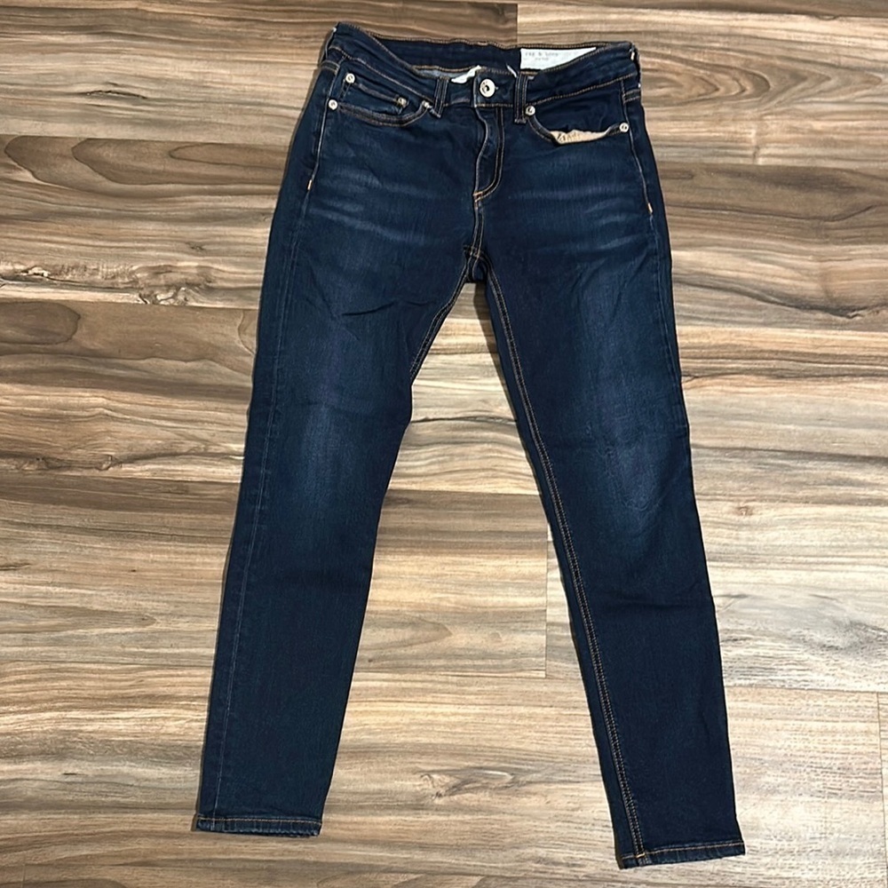 Rag & Bone 25 Cate Mid Rise Skinny Dark Wash Blue Denim Jeans